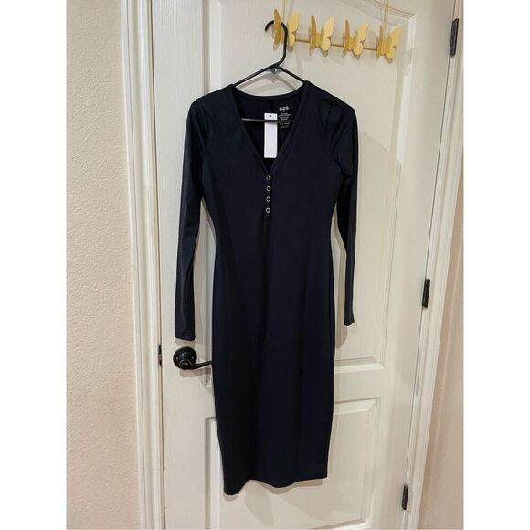 525 x Revolve Henley Dress in Black Size Small New with tags - Picture 2 of 5